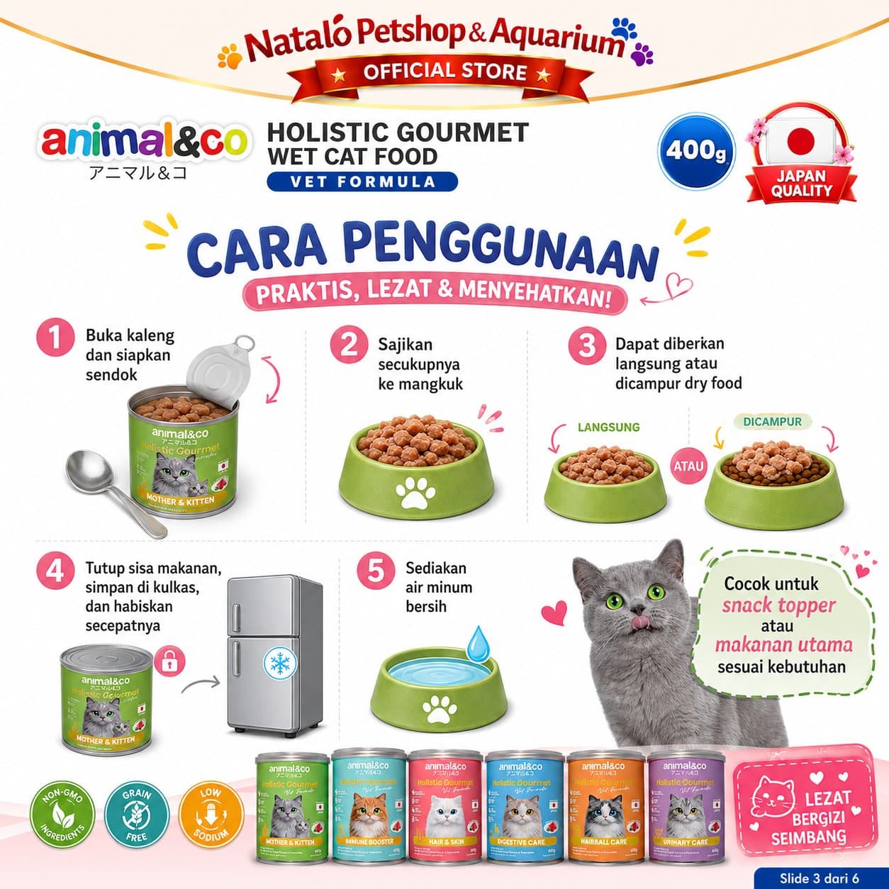 Animal&Co Functional Holistic Gourmet Vet Formula Grain Free 400GR All Life Stages - Makanan Kaleng Kucing Semua Umur 400 GR - gambar 3