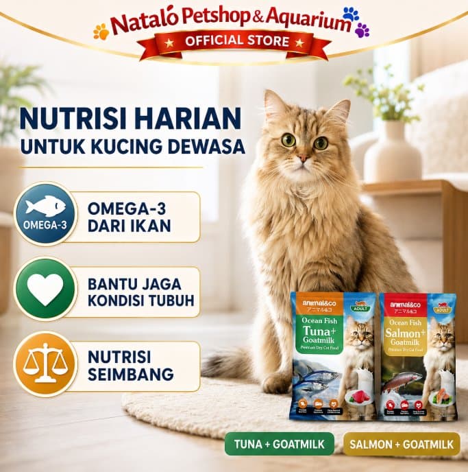 Animal&Co Adult 800GR Tuna / Salmon - Ocean Fish with Goat Milk Premium Dry Cat Food 800 Gr - Makanan Kucing Dewasa Kering Kibble Animal n Co - gambar 2