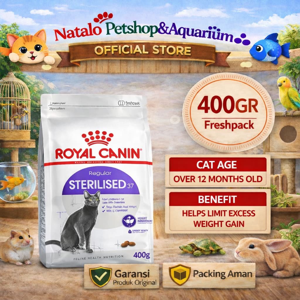 Royal Canin Sterilised 37 400GR - Makanan Kucing Dewasa Steril / Kebiri untuk Kesehatan 400 GR - gambar 1