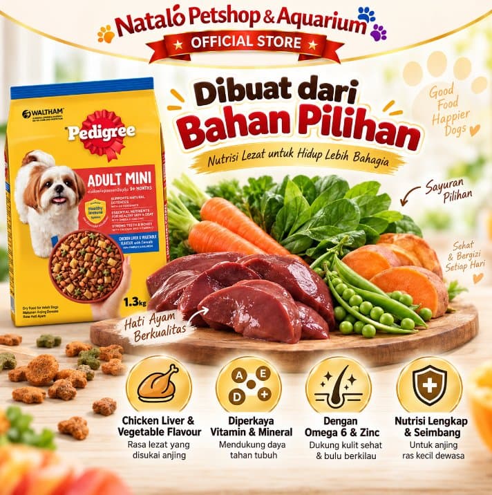 Pedigree Small Breed Adult Chicken Liver & Vegetable 1.3KG / Makanan Anjing Ras Kecil Murah Mini Dog Food 1.3 KG - gambar 4