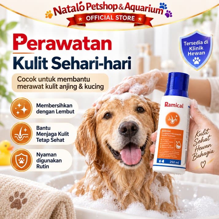 Ramical BATHVET Shampoo 250ML - Miconazole Sampo AMPUH Atasi Sakit Kulit Kurap Gatal Infeksi Jamur - gambar 5