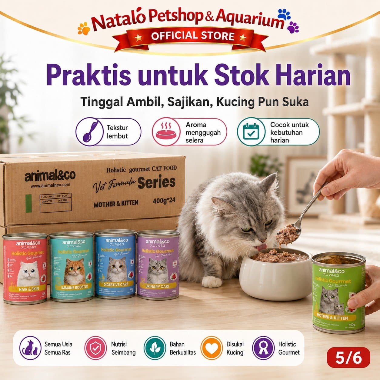 Animal&Co Functional Holistic Gourmet Vet Formula Grain Free 1 DUS (24pcs x 400gr) All Life Stages - Makanan Kaleng Kucing Semua Umur - gambar 5