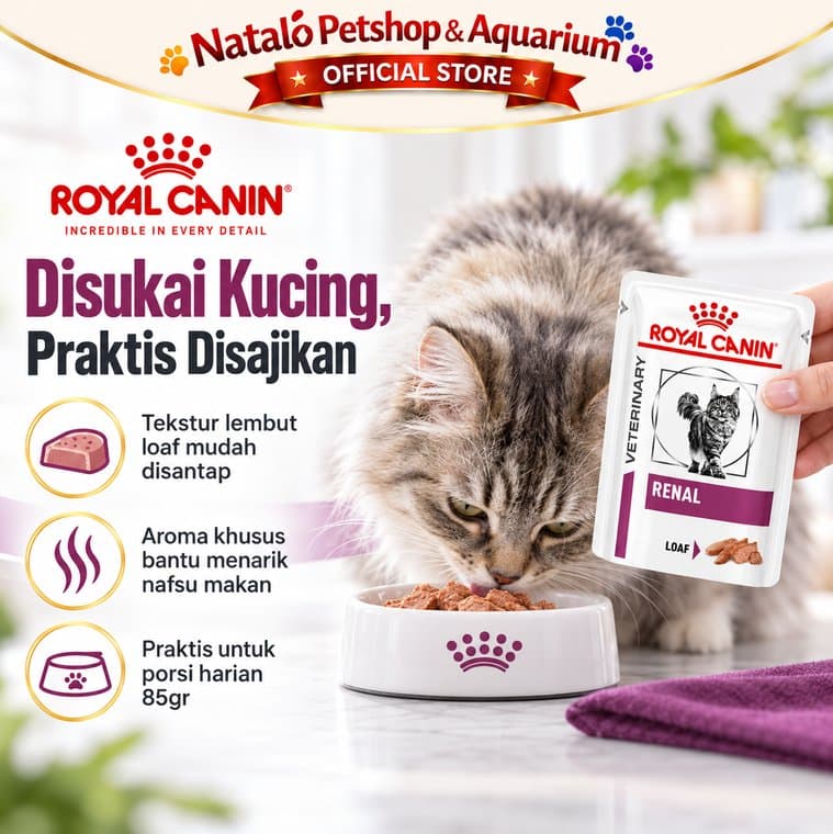 Royal Canin Renal Loaf 85gr Wet Cat Food Makanan Basah Kucing Dewasa Kidney Care Veterinary Diet - gambar 5