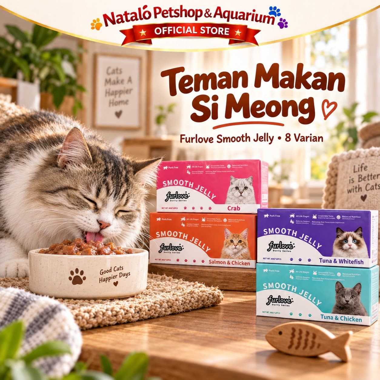 Furlove Pouch Wet Cat food 1 BOX isi (12pcs x 85gr) All Life Stages - Makanan Basah Saset Kucing Semua Tahap Usia - gambar 5
