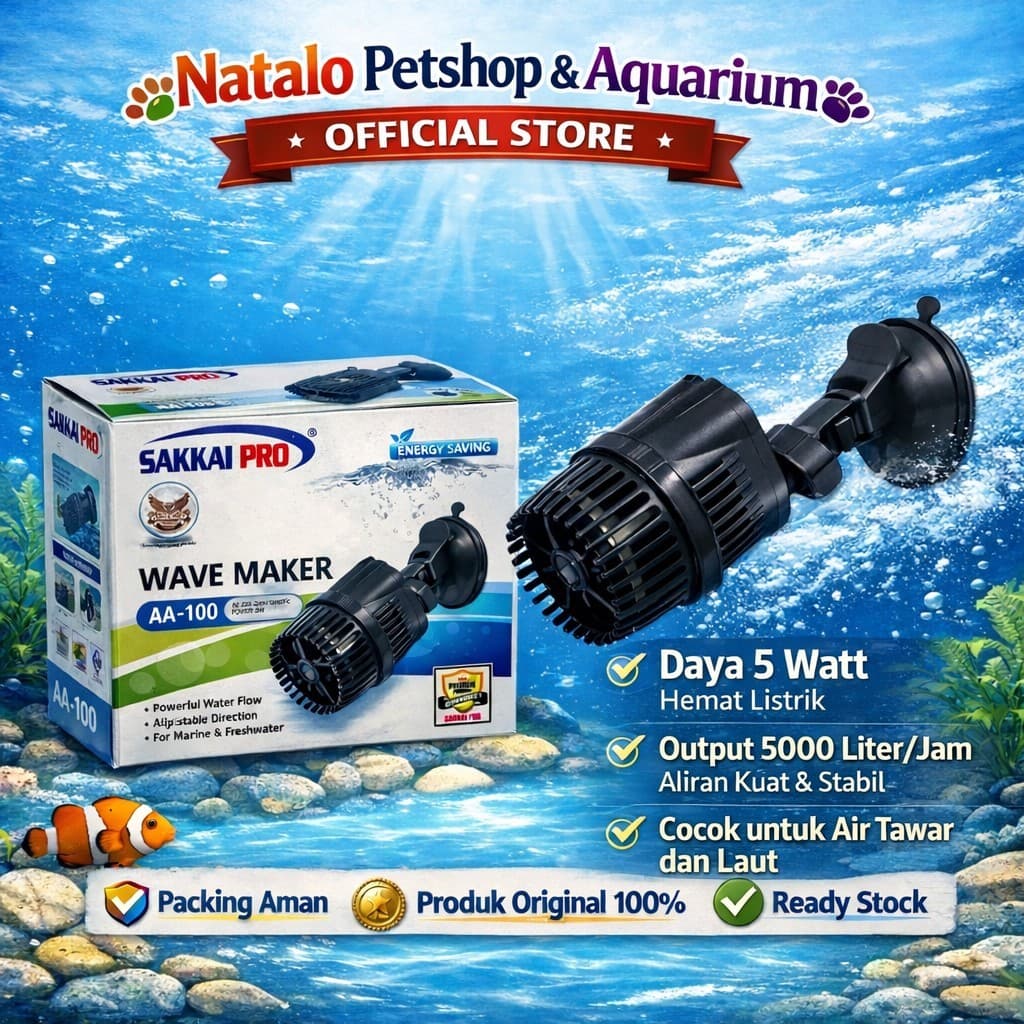 Sakkai Pro Wave Maker AA 100 - Mesin Pembuat Ombak Arus Aquarium Kolam Aquascape AA-100 - gambar 1