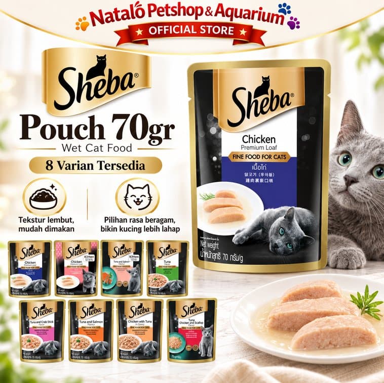 Sheba Pouch 70Gr Cat Wet Food - Makanan Basah Kucing Sachet / Jajanan / Snack  / Tuna - gambar 1