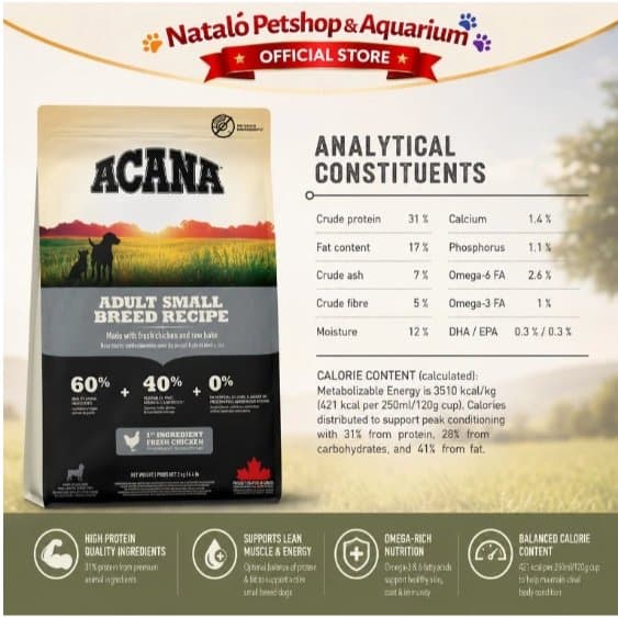 Acana Small Breed Adult Grain Free 2KG Dry Dog Food - Makanan Kering Anjing Dewasa Ras Kecil Tinggi Protein - High Protein Mini Super Premium 2 KG - gambar 6