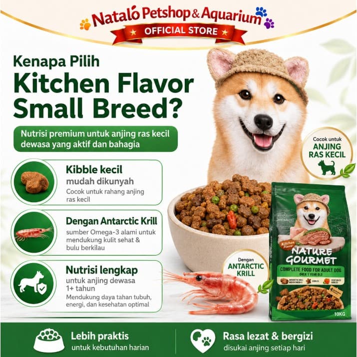Kitchen Flavor Nature Gourmet Complete Dog Food for Small Breed Adult 10KG - Makanan Kering Anjing Dewasa Ras Kecil Mini 10 KG - gambar 3