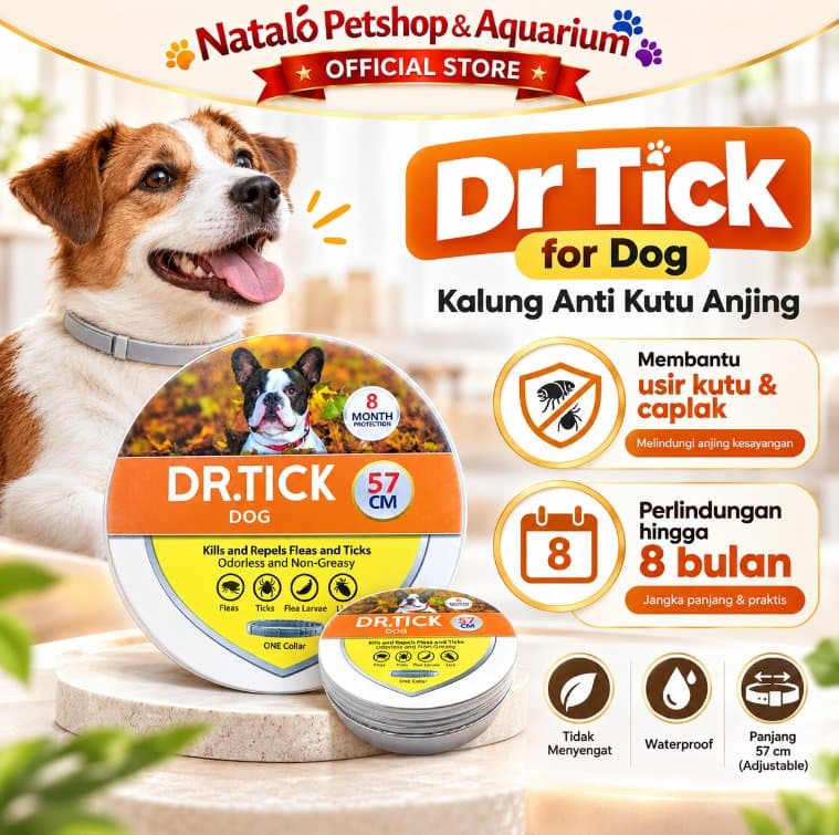 Dr Tick for Dog 57cm Kalung Anti Kutu Anjing Flea Tick Collar Waterproof Perlindungan Hingga 8 Bulan - gambar 1