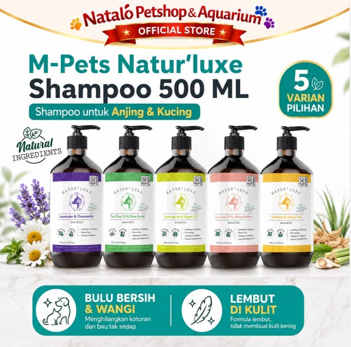 M-Pets Natur'luxe Shampoo 500ML for Cat and Dog Sampo untuk Kucing dan Anjing - gambar 1