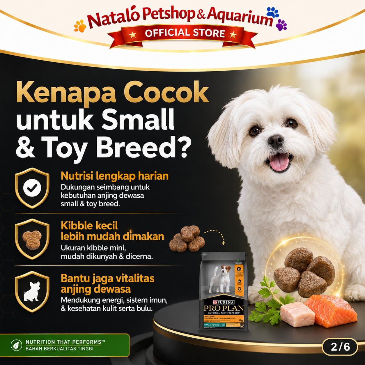 Pro Plan Dog Adult Small & Mini Chicken 2.5KG - Makanan Anjing Kecil ProPlan Toy Breed Dewasa Premium Food - gambar 2