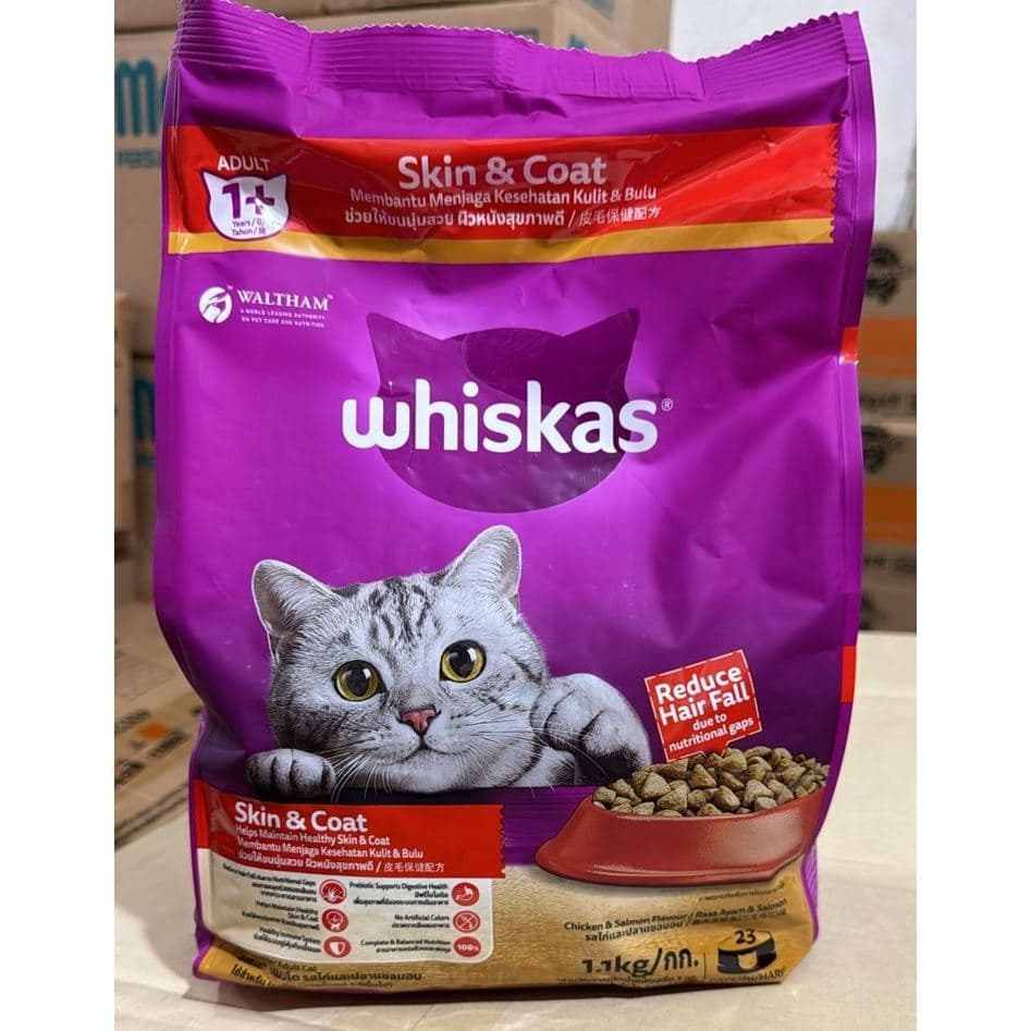 Whiskas Skin and Coat Adult 1.1 KG - Makanan Kucing Dewasa untuk Kulit dan Bulu Freshpack 1.1KG - gambar 1