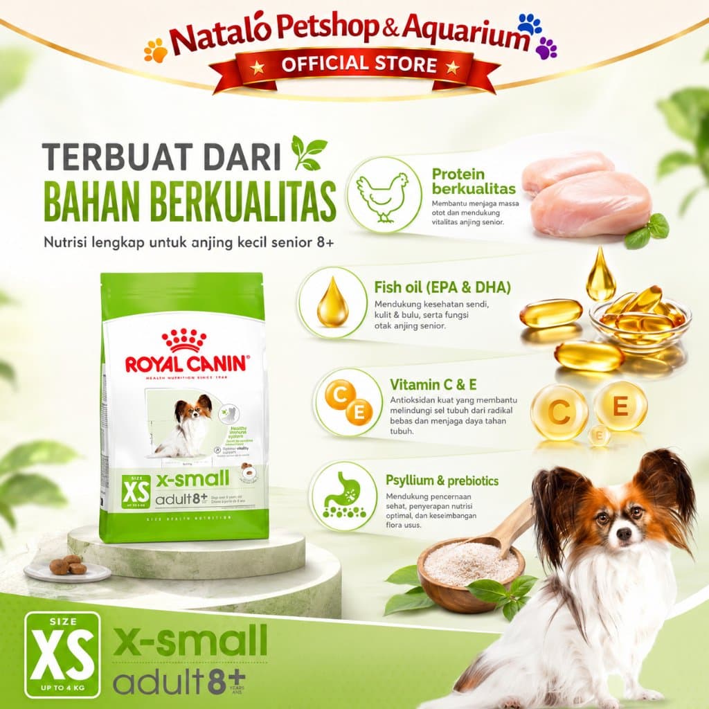 Royal Canin X-Small Adult 8+ Senior Dog Food 1.5KG - Makanan Anjing Tua Ras Mini XS 1.5 KG - gambar 4