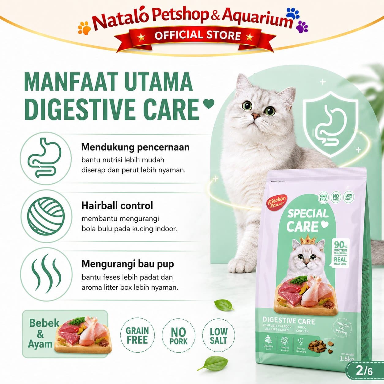 Kitchen Flavor Special Care Digestive Care 1.5KG All Life Stages - Makanan Kucing Semua Umur untuk Pencernaan 1.5 KG - gambar 2