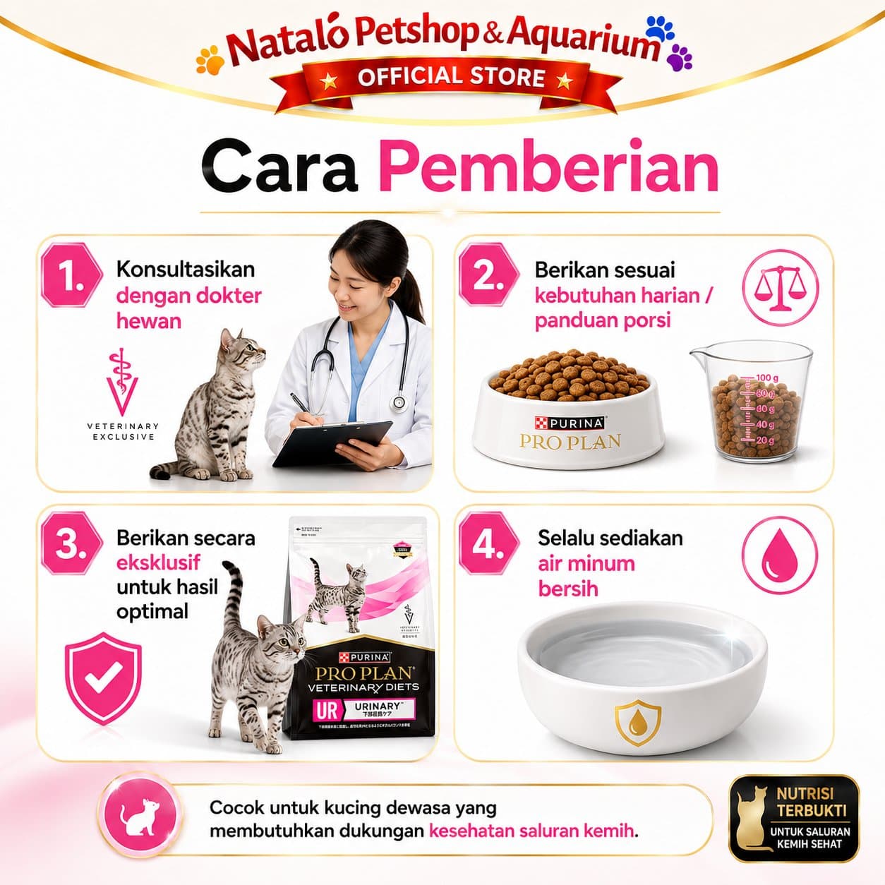 Pro Plan Veterinary Diets Urinary S/O UR 500 GR Adult Cat Food - Makanan Kucing Dewasa PROPLAN untuk Pengobatan Saluran Kencing Kemih FLUTD Freshpack 500GR - gambar 3