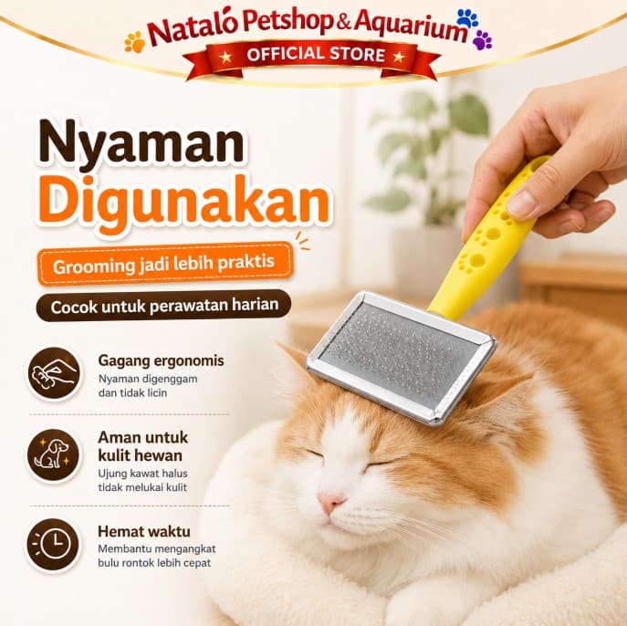 Sisir BR 203 Kecil - Slicker Hewan Kucing Anjing Kelinci anak bulu - gambar 5