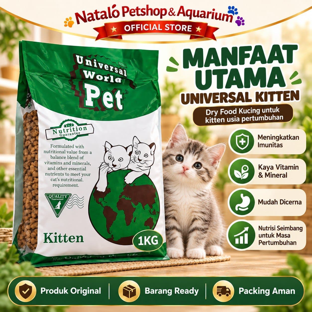 Universal World Pet Kitten 1KG Dry Cat Food - Makanan Kering Anak Kucing 1 KG - gambar 4