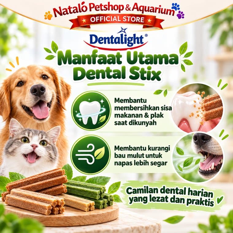 Dentalight Dental Stix 220gr Snack Anjing Dental Chew Stick Pembersih Gigi Pengurang Bau Mulut Treats Anjing - gambar 2