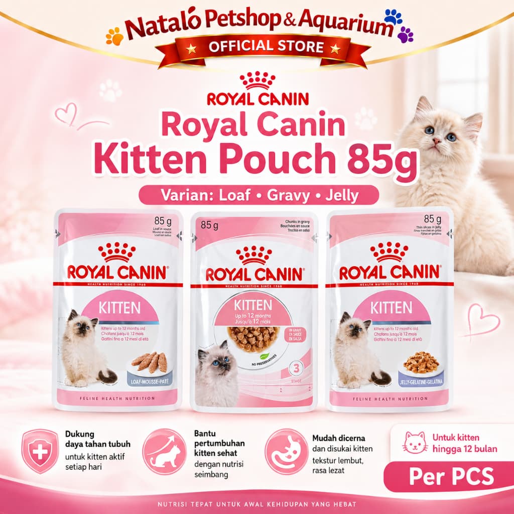 Royal Canin Kitten in Jelly / Gravy  / Loaf 85GR - Makanan Basah Kucing -Pouch/Sachet Wet Cat food - gambar 1
