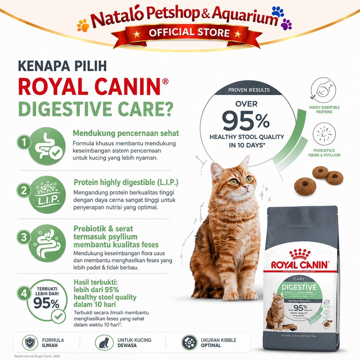 Royal Canin Digestive Care Dry Cat Food 400GR - Makanan Kucing Dewasa untuk Pencernaan 400 GR - gambar 2
