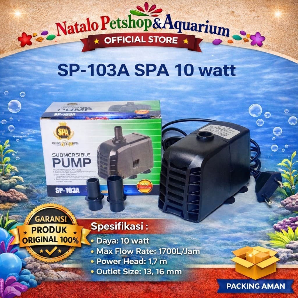 SPA SP-103A Submersible Pump - Mesin Pompa Air Celup SP 103A - Filter Aquarium Kolam Hidroponik - gambar 1