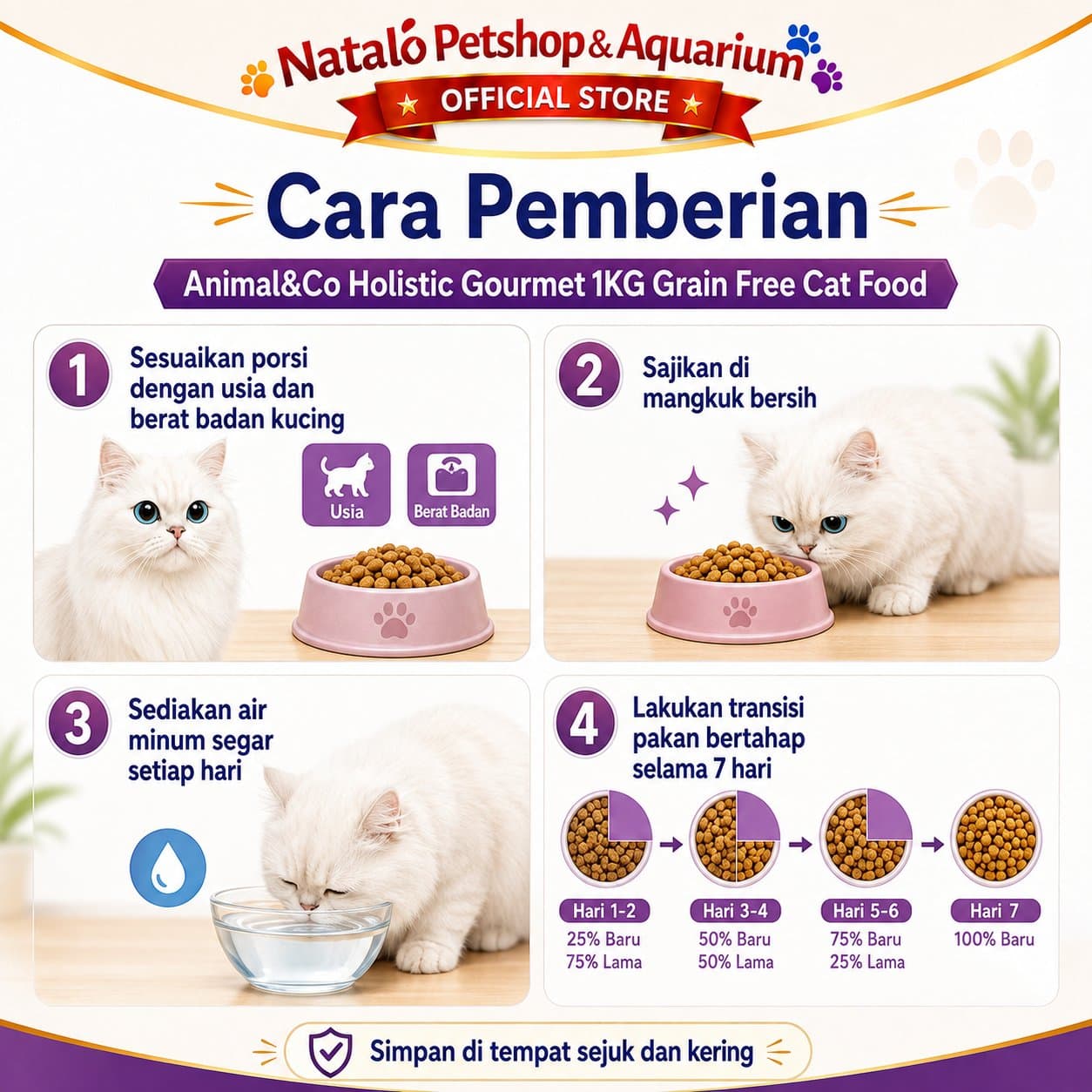 Animal&Co Holistic Gourmet 1KG Grain Free Cat Food / All Life Stages - Makanan Kucing Semua Umur - Hair & Skin / Digestive Probiotics / Urinary Care 1 KG - gambar 3