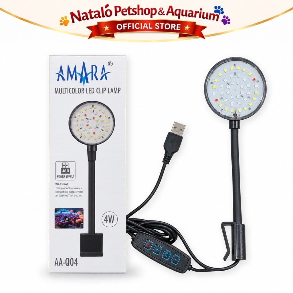 AMARA Multicolor Led Clip Lamp AA-Q04 - Lampu Led Aquarium Aquascape Jepit USB 3 MODE / Hemat AA Q04 Watt - gambar 6