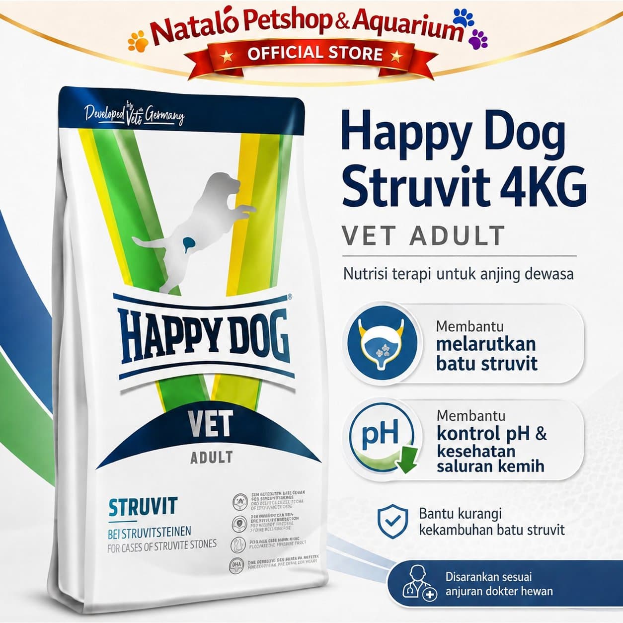 Happy Dog Vet Struvit 4KG Urinary S/O Adult Dog Food - Makanan Anjing Dewasa untuk Pengobatan Saluran Kencing Kemih FLUTD 4 KG - gambar 1