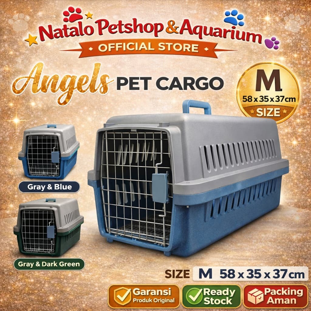 Angels Pet Cargo Carrier Medium - Kandang Portable Kucing Anjing Kelinci - Tas Hewan - Kennel Box - gambar 1