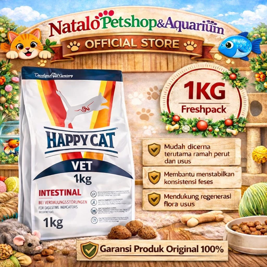Happy Cat Vet Adult Intestinal 1 KG - Makanan Kucing Dewasa Khusus Pencernaan Digestive Gastro 1KG - gambar 1