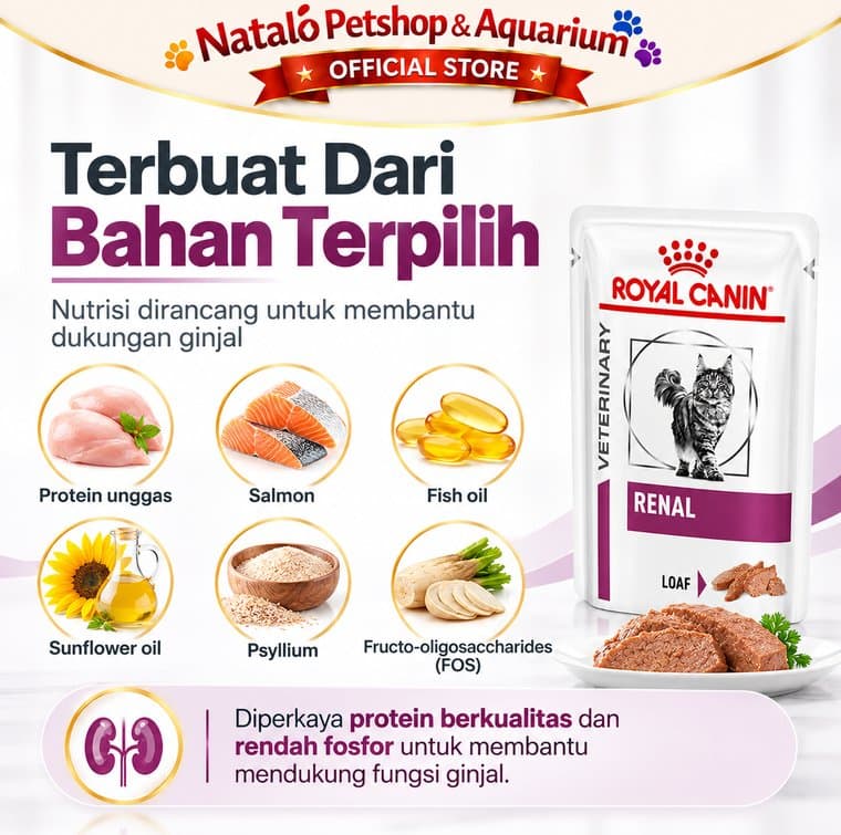 Royal Canin Renal Loaf 85gr Wet Cat Food Makanan Basah Kucing Dewasa Kidney Care Veterinary Diet - gambar 4