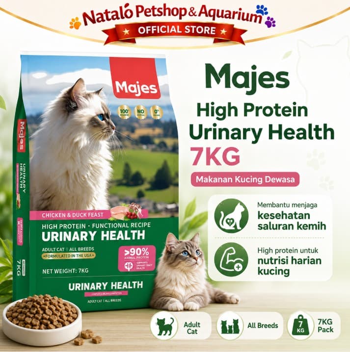 Majes High Protein Urinary Care 7kg - Premium Adult Dry Cat Food Makanan Kering Kucing untuk menjaga saluran kantung kemih sehat cegah batu ginjal susah pipis 7 kg Dewasa Functional Recipe - gambar 1