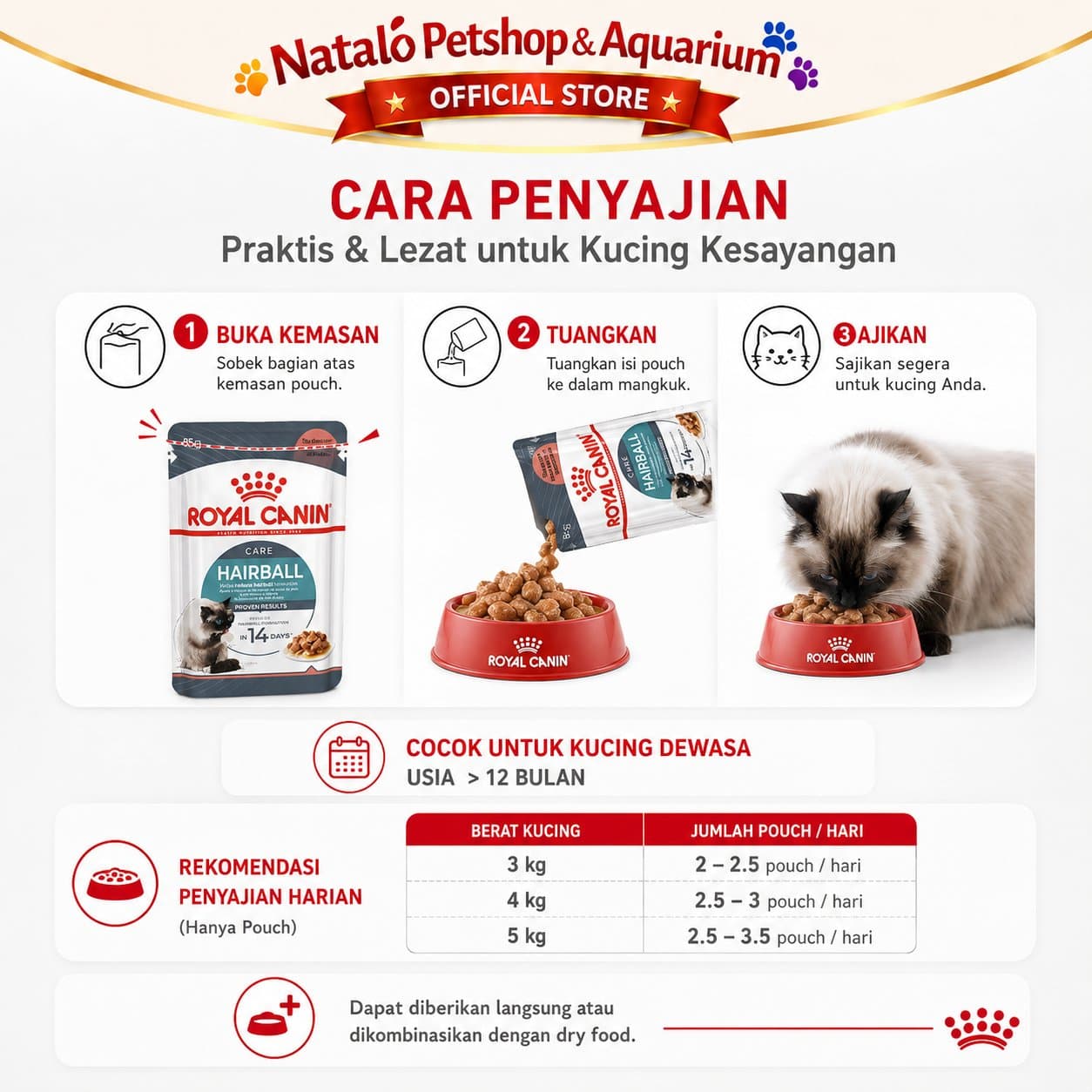 Royal Canin Hairball Care Pouch Wet Cat Food 1 BOX isi (12pcs X 85gr) - Makanan Basah Saset Kucing untuk Hair Ball - gambar 3