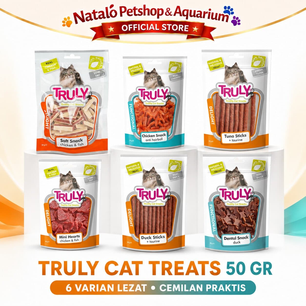 Truly Cat Treats 50GR - Snack Cemilan Kucing All Life Stages Segala Usia Ras Jajan Jajanan Treat Stick Chicken Tuna Duck Anti Hairball Assorted Treats 50 GR - gambar 2
