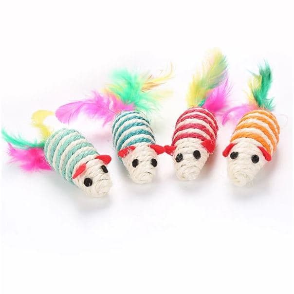 Mainan Tikus Rajut Tali Warna Bulu Cat Dog Toy Kucing Interactive Lucu