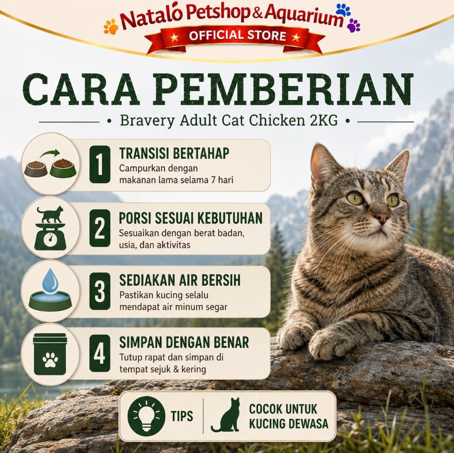 Bravery Adult Cat Chicken 2KG Grain & Gluten Free Super Premium Dry Food Makanan Kering Kucing Dewasa 2 KG rasa Ikan Ayam Hypoallergenic - gambar 3