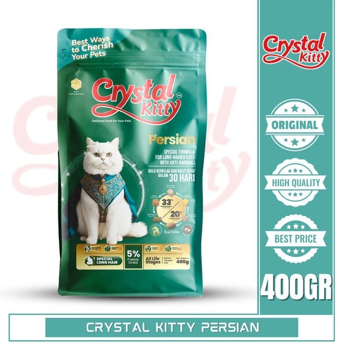 Crystal Kitty Persian All Life Stages - Makanan Kucing Persia Premium Semua Umur 400Gr - gambar 1