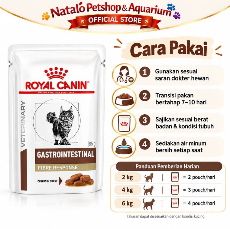 Royal Canin Gastrointestinal Fibre Response 85gr Wet Cat Food Veterinary Makanan Kucing Konstipasi Chunks in Gravy - gambar 3