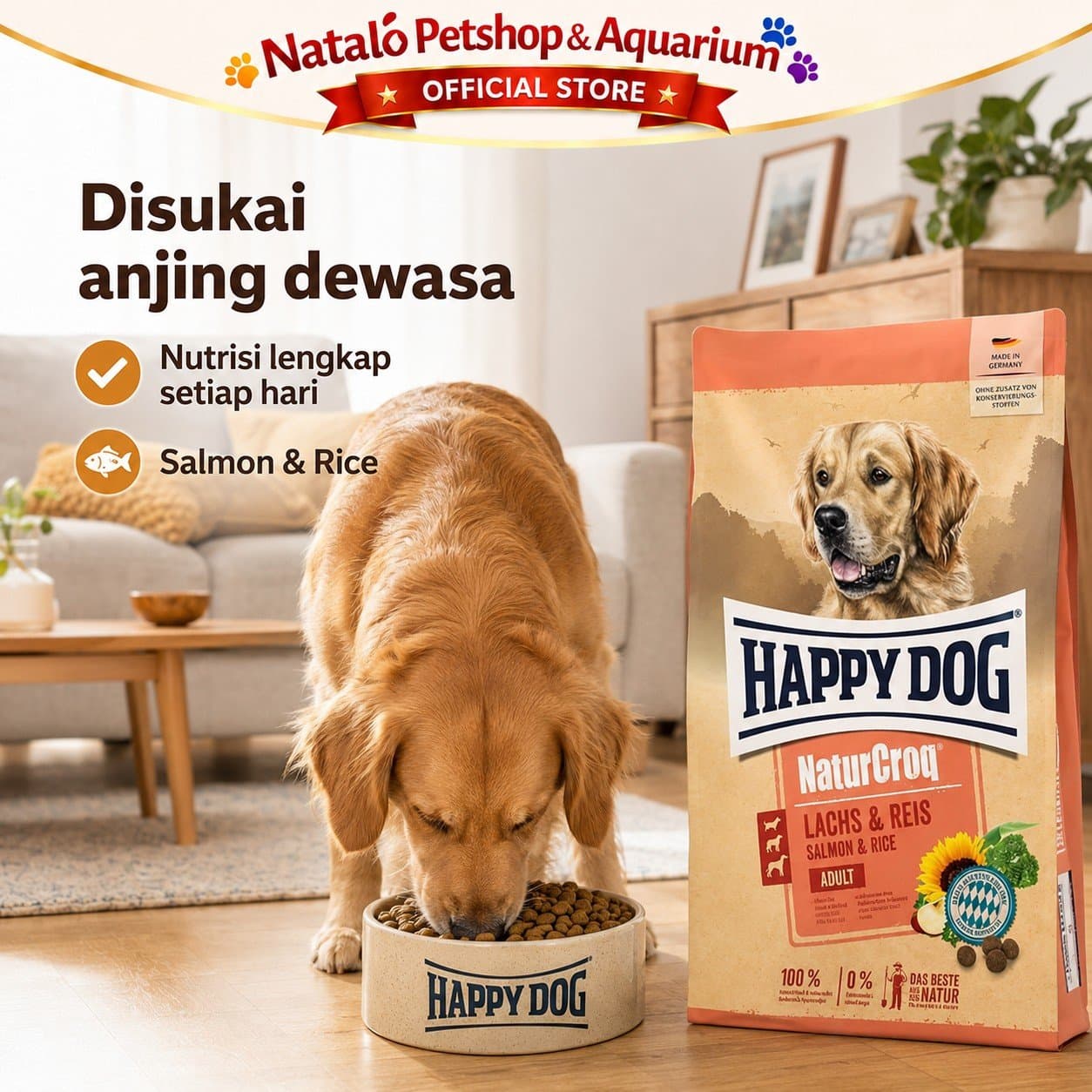 Happy Dog NaturCroq Salmon & Rice 4KG Adult Dog Food - Makanan Anjing Dewasa Ras Besar Premium 4 KG - gambar 5