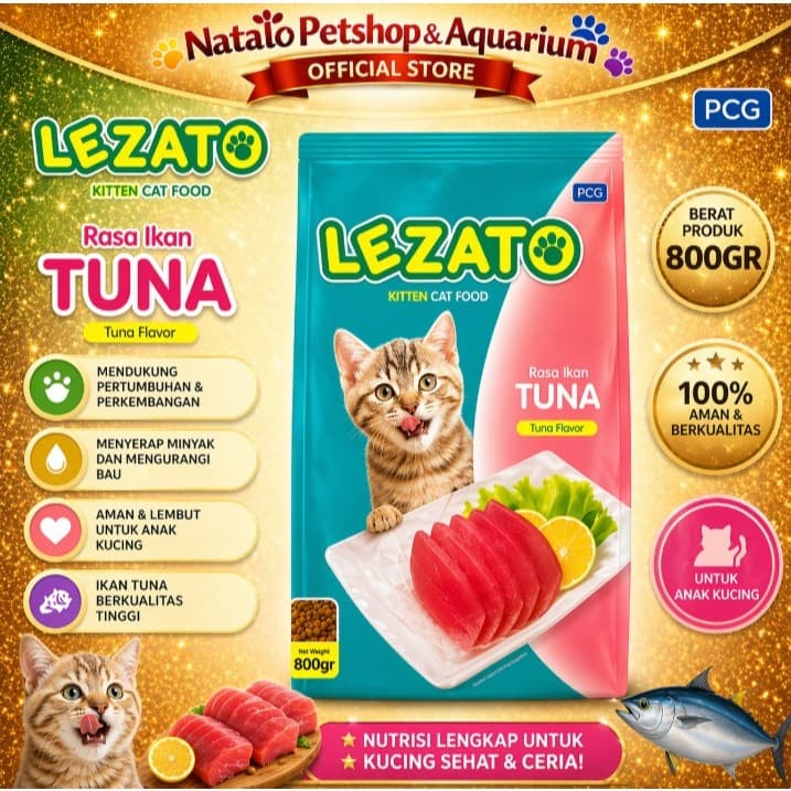 Lezato Kitten Tuna 800GR - Dry Cat Food / Makanan Kucing Kering Murah untuk Anak / Pakan Pelet 800 GR - gambar 1