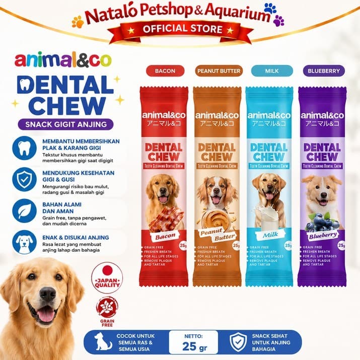 Animal&co Dental Chew 4" 25gr - Snack Anjing Dental Chew Pembersih Karang Gigi Penghilang Bau Mulut - gambar 1