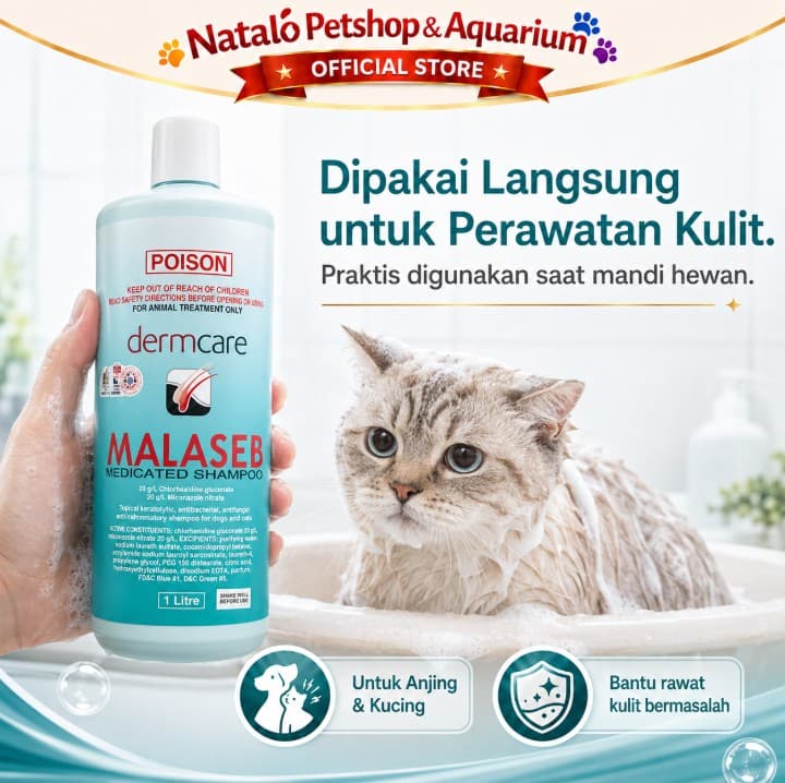 Malaseb 1LT / 1000ML / Shampoo Jamur Kucing Anjing poison mirip sebazole 1 Liter 1000 ML Sampo Scabies Ketombe Kerak Cat Dog - gambar 5