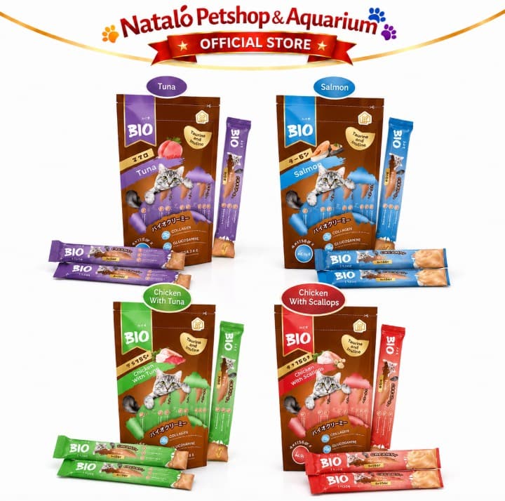Bio Creamy per box isi 12 pcs stick 4x15Gr Cat Kitten Liquid Snack Baim Wong Jajanan Kucing - gambar 7