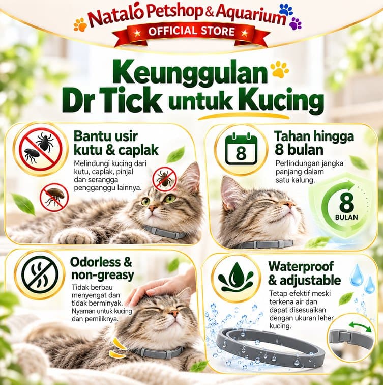 Dr Tick Cat 30cm Kalung Anti Kutu Kucing Tahan Hingga 8 Bulan Anti Flea Tick Waterproof Adjustable - gambar 2