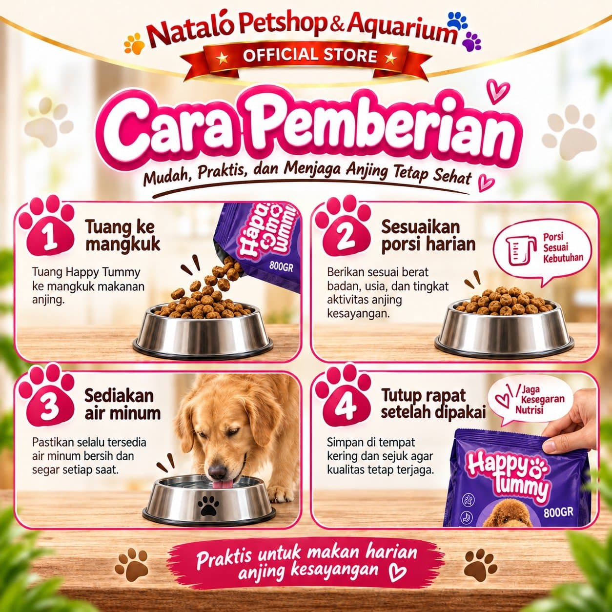 Happy Tummy Dry Adult Dog Food Beef / Lamb 800GR - Makanan Kering Anjing Dewasa 800 GR - gambar 3
