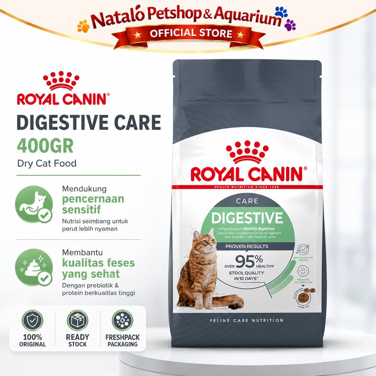 Royal Canin Digestive Care Dry Cat Food 400GR - Makanan Kucing Dewasa untuk Pencernaan 400 GR - gambar 1