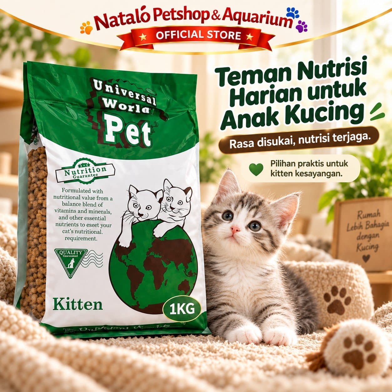 Universal World Pet Kitten 1KG Dry Cat Food - Makanan Kering Anak Kucing 1 KG - gambar 7