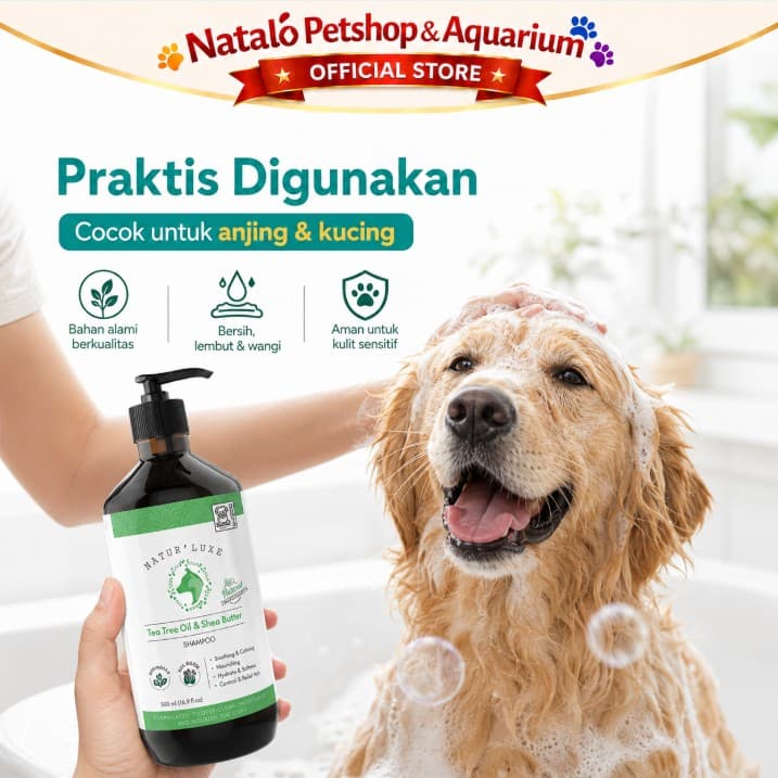M-Pets Natur'luxe Shampoo 500ML for Cat and Dog Sampo untuk Kucing dan Anjing - gambar 5