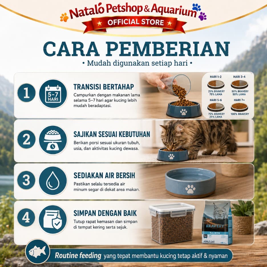 Bravery Adult Cat Salmon 2KG Makanan Kucing Dewasa Super Premium Food Pelet - gambar 3