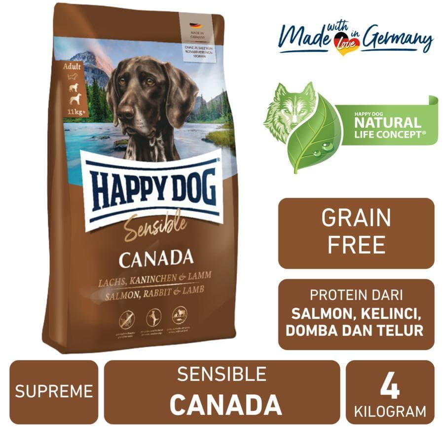 Happy Dog Supreme Sensible Canada 4 KG Grain Free - Makanan Anjing Ras Besar Dewasa Super Premium 4KG - gambar 1